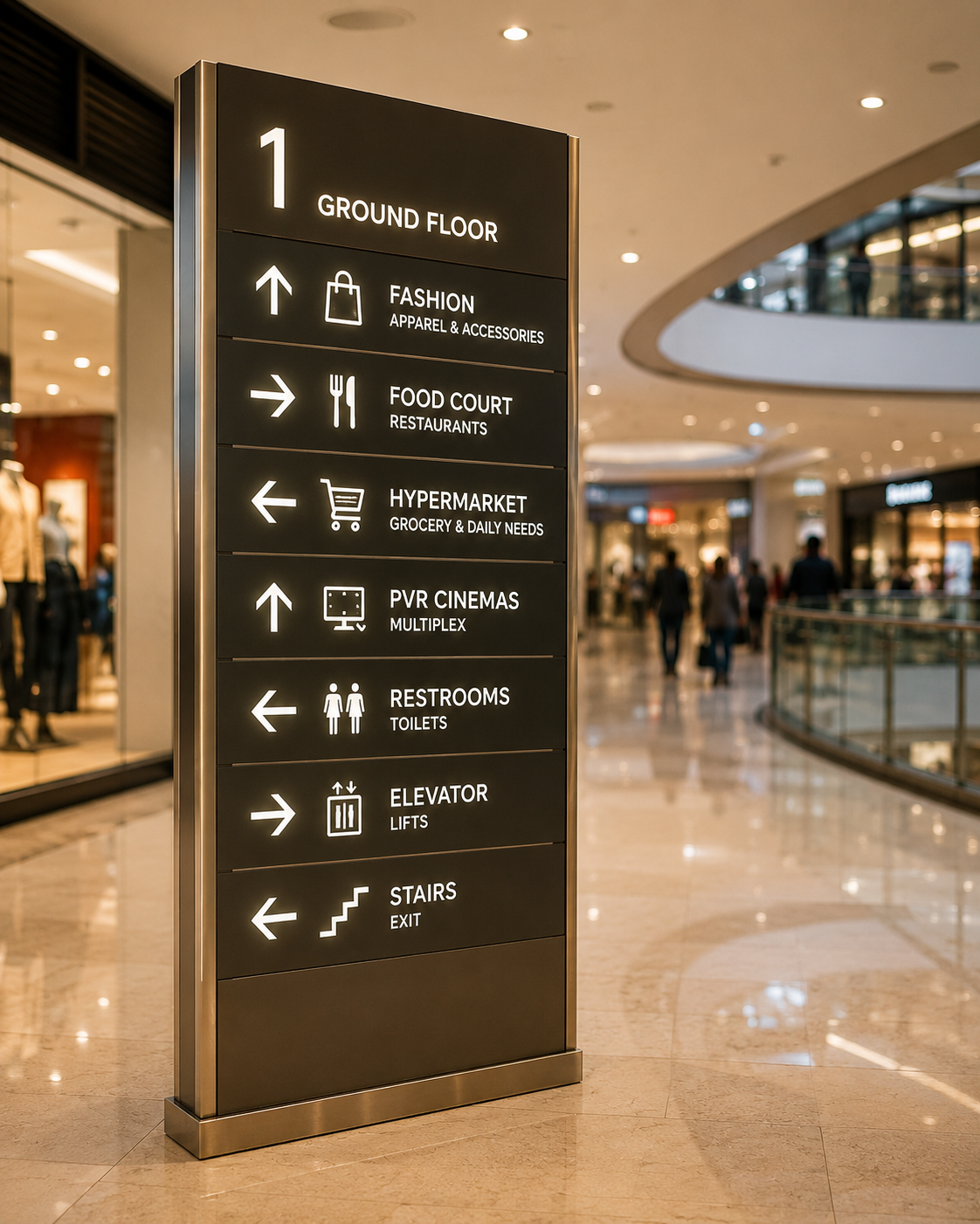 signage Directional signage for shopping mall