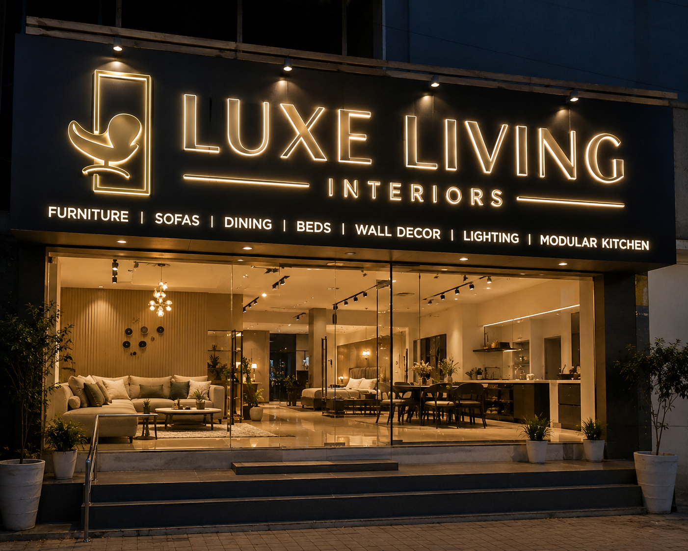 Illuminated showroom signage